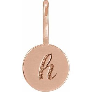 14K Rose Engravable Disc Charm/Pendant