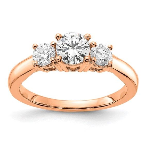 14k Rose Gold 1/2tdw Lab Grown 3 Stone Ring VS+ F+ -7