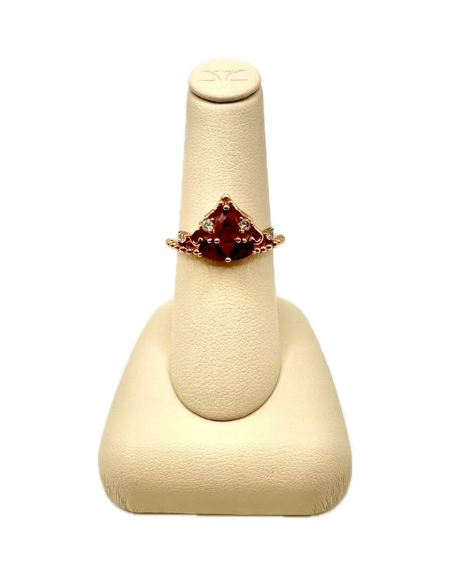 14k Rose Gold Pear Shaped Ruby and Diamond Ring