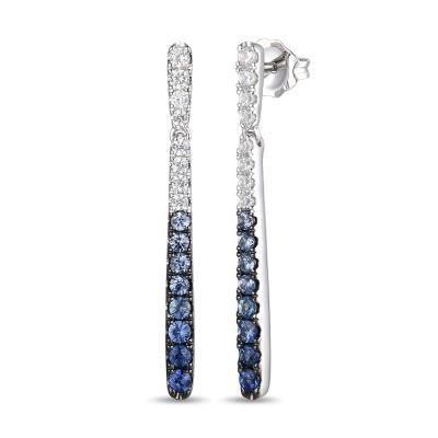 14K Vanilla Gold LeVian 1/2 ct Denim Ombré and 1/3 cts White Sapphire Earrings
