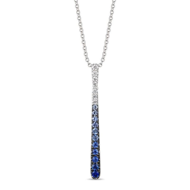 14k Vanilla Gold LeVian Graduating Sapphire Necklace