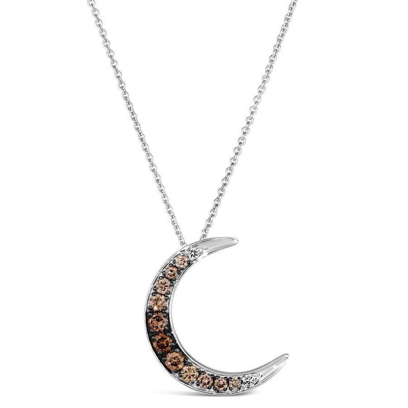 14k Vanilla Gold Levian Chocolate Diamond Moon Pendant