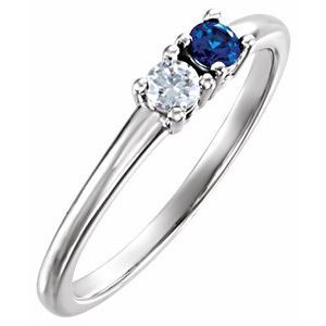 14K White 2-stone Family Ring Mounting