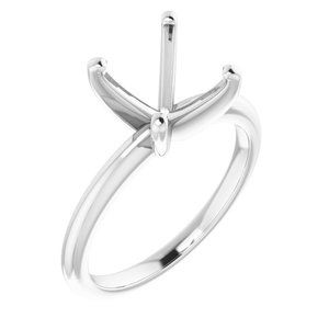 14K White 9.4 mm Round Solitaire Engagement Ring Mounting