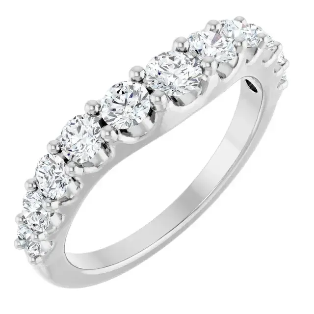 14K White Gold 1 CTW Lab-Grown Diamond Graduated Contour Band