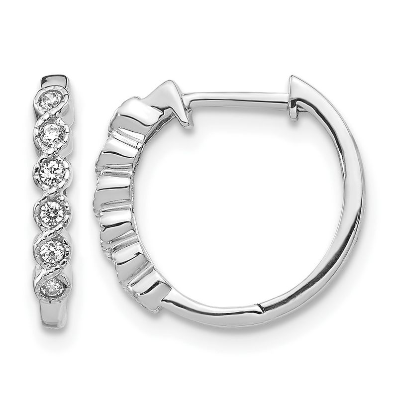 14k White Gold 1/8 carat Lab Diamond Hinged Hoop Earrings