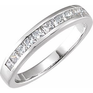 14K White Gold 3/4 CTW Lab-Grown Princess Cut Diamond Anniversary Band