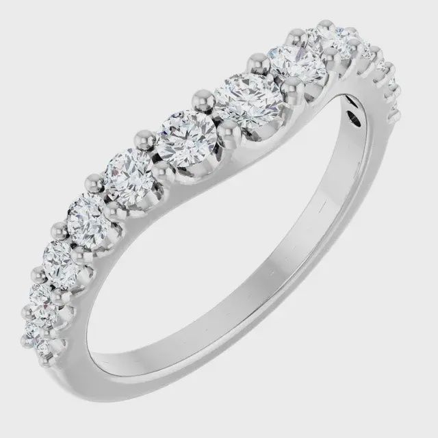 14K White Gold 5/8 CTW Lab-Grown Diamond Graduated Contour Band