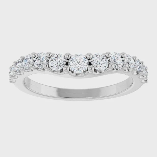 14K White Gold 5/8 CTW Lab-Grown Diamond Graduated Contour Band