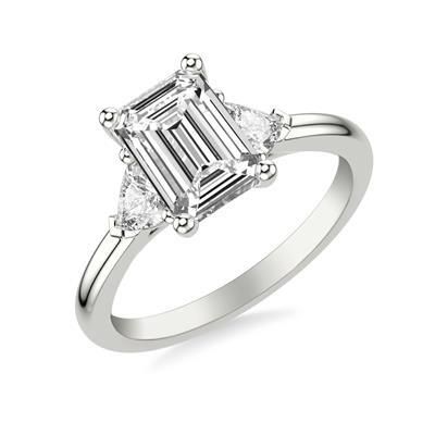 14k White Gold Lab Grown 2.53 ct Emerald Cut center Engagement Ring