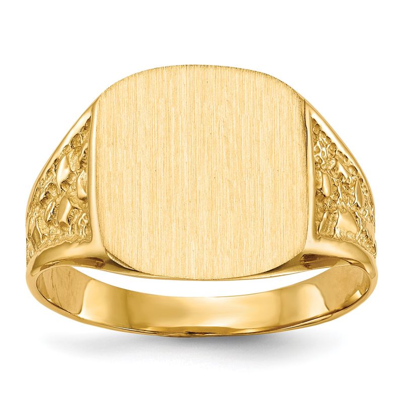 14k Yellow Gold 14.0x12.5mm Closed Back Mens Signet Ring 7.5