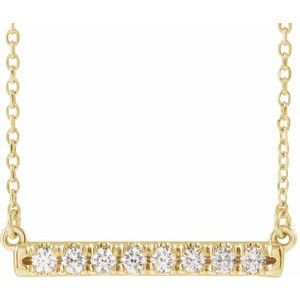 14K Yellow Gold 1/4 CTW Lab-Grown Diamond French-Set Bar 18" Necklace