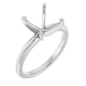 14K White 7x7 mm Square Solitaire Engagement Ring Mounting