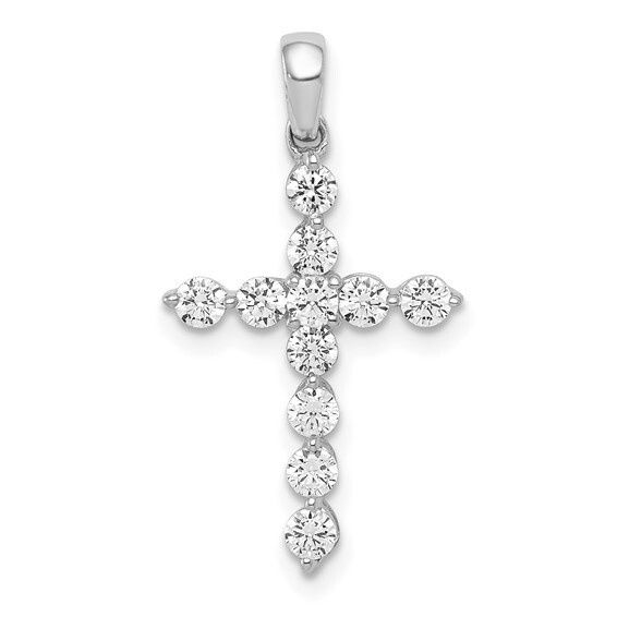 14k White Gold 1/2 carat Lab Grown Diamond Cross Pendant