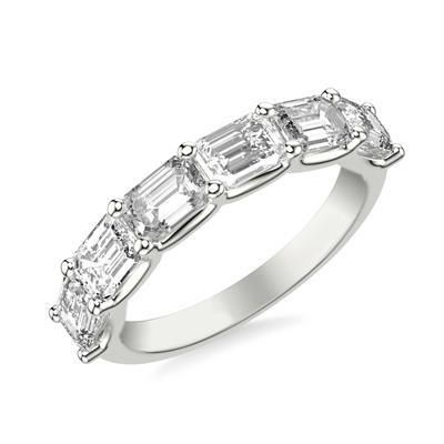 14k White Gold 2ct Lab Grown Diamond Emerald Cut Band