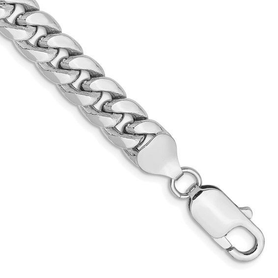 14k White Gold 6.75mm Semi-Solid Miami Cuban Bracelet 8in