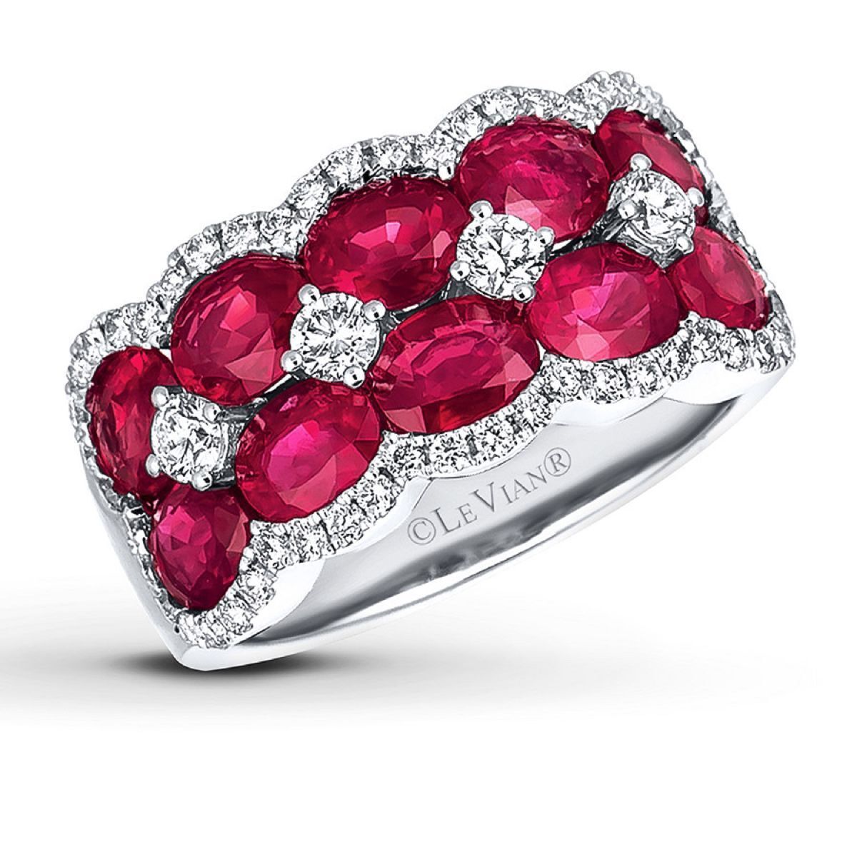 14k White Gold Passion Ruby and Vanilla Diamond Ring