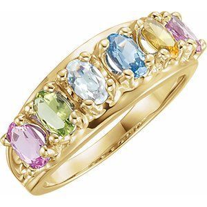 14K Yellow 6-Stone Family Ring Mounting