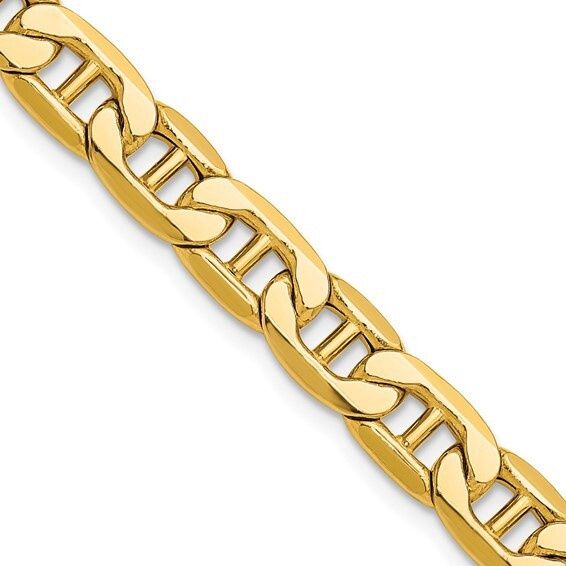 14k Yellow Gold 24in 7mm Semi-Solid Anchor Chain
