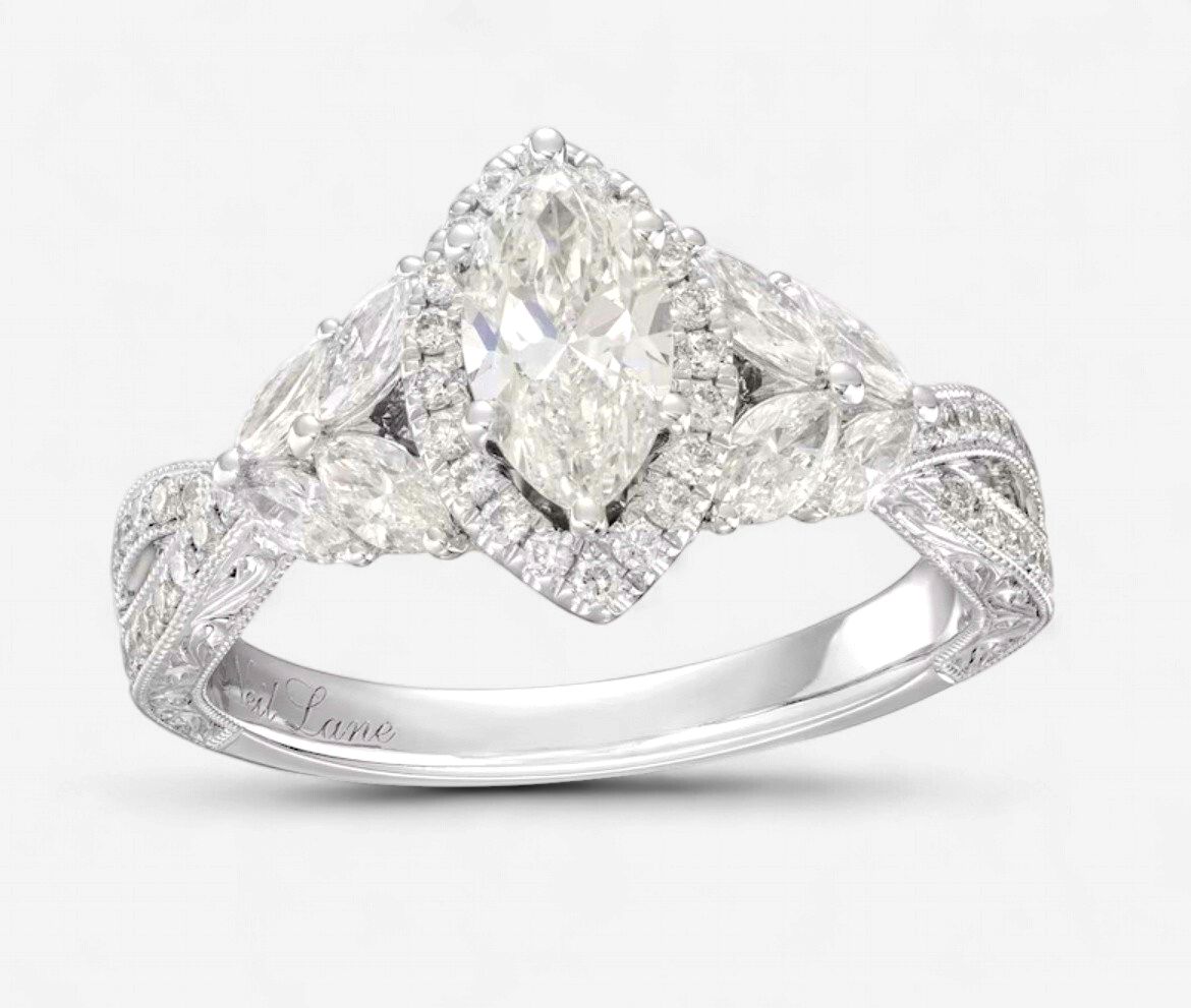 14wg 1 3/8tdw 3/4cdw Diamond Engagement Ring