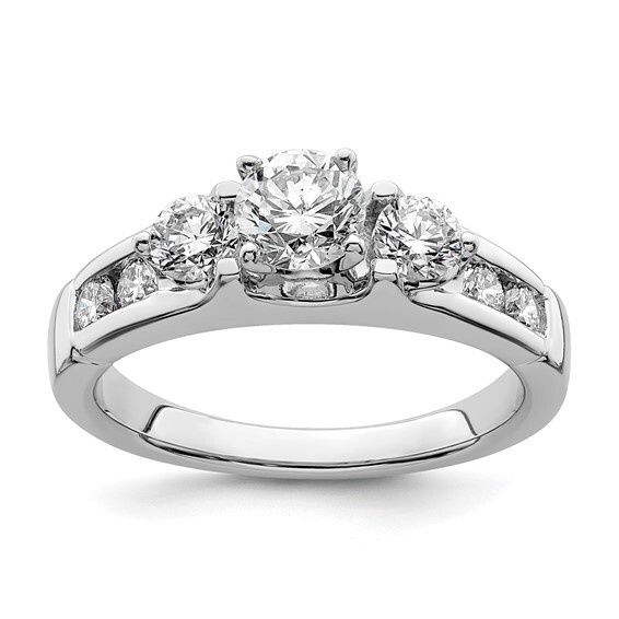 14WG Lab Created 3 Stone Engagement Ring 1.26 tdw