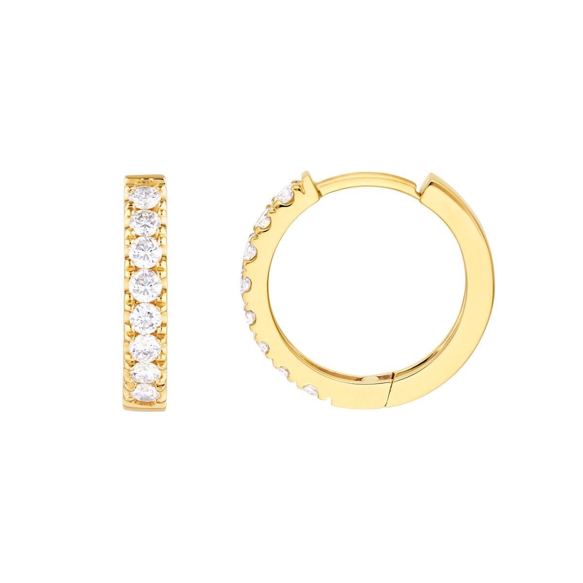 14YG 1/2 ct 2mm Diamond Hoop Earrings