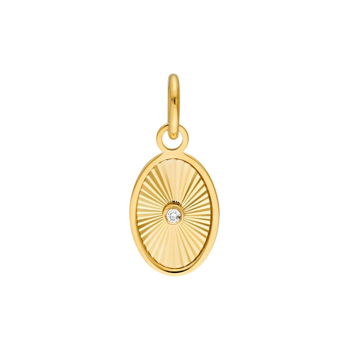 14yg Diamond Fluted Oval Charm
