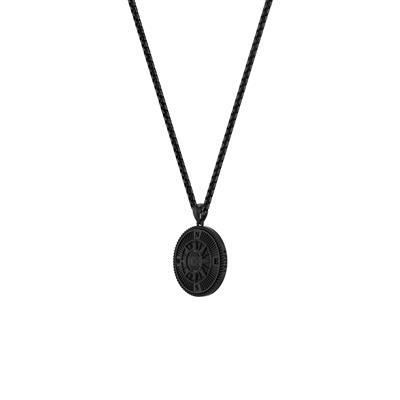 23.6 Inch On Trend Black Ruthenium over Sterling Silver Box Chain with 2.7mm Compass Pendant