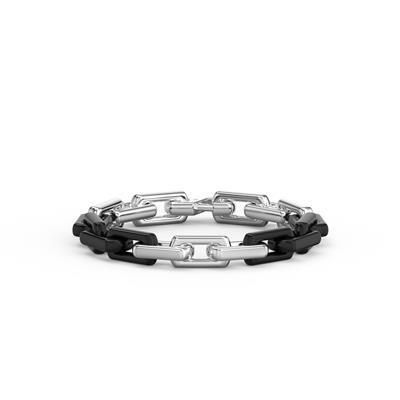 8 Inch Black and Silver Ceramic Link Bracelet