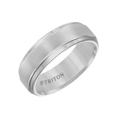 7mm Tungsten Carbide Brush Finish Flat with Bright Round Rims Comfort Fit Band -10