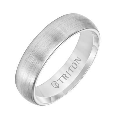 6mm White Tungsten Carbide Ring with Satin Finish and Rolled Edge- 10