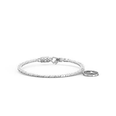 8 Inch Silver Curb Bracelet with Compass