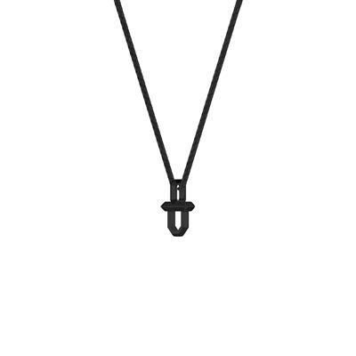 Black Shield Pendant on 22 Inch Silver Box Chain