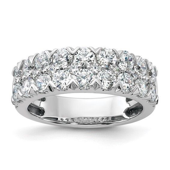 14k White Gold 2 carat Lab Grown Diamond VS/SI+ G+ Double Row Fashion Band