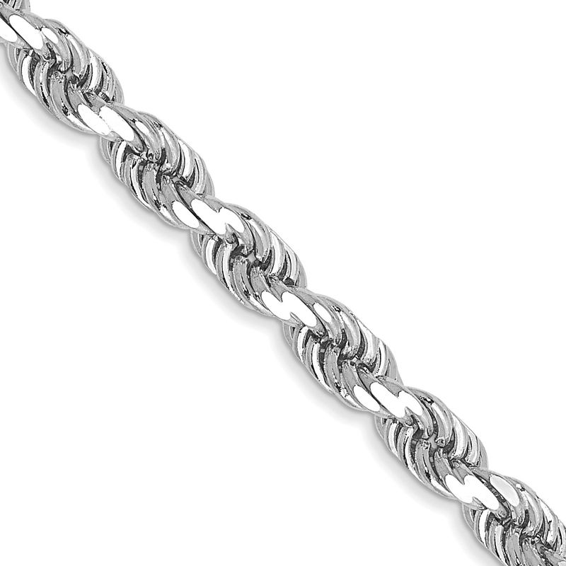 14K White Gold 28 inch 3.5mm Diamond-cut Rope with Lobster Clasp Chain