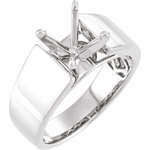 14K White Gold 6.5 mm Solitaire Engagement Ring Mounting