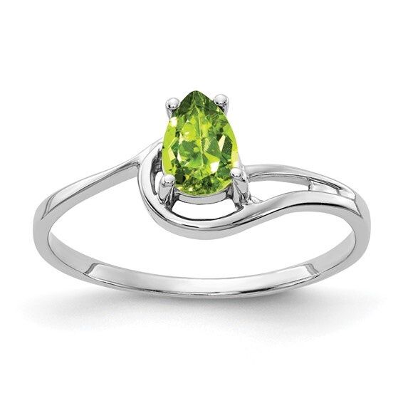 14k White Gold Pear Shaped Peridot Ring