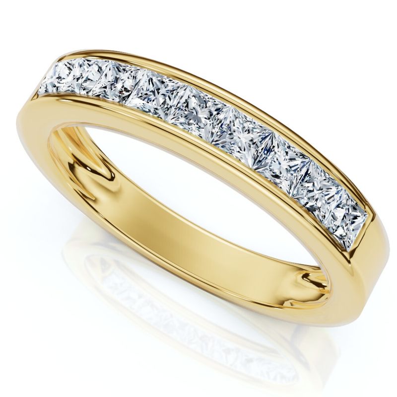 14k Yellow Gold 1/2 ct Natural Diamond Princess Cut Channel Band