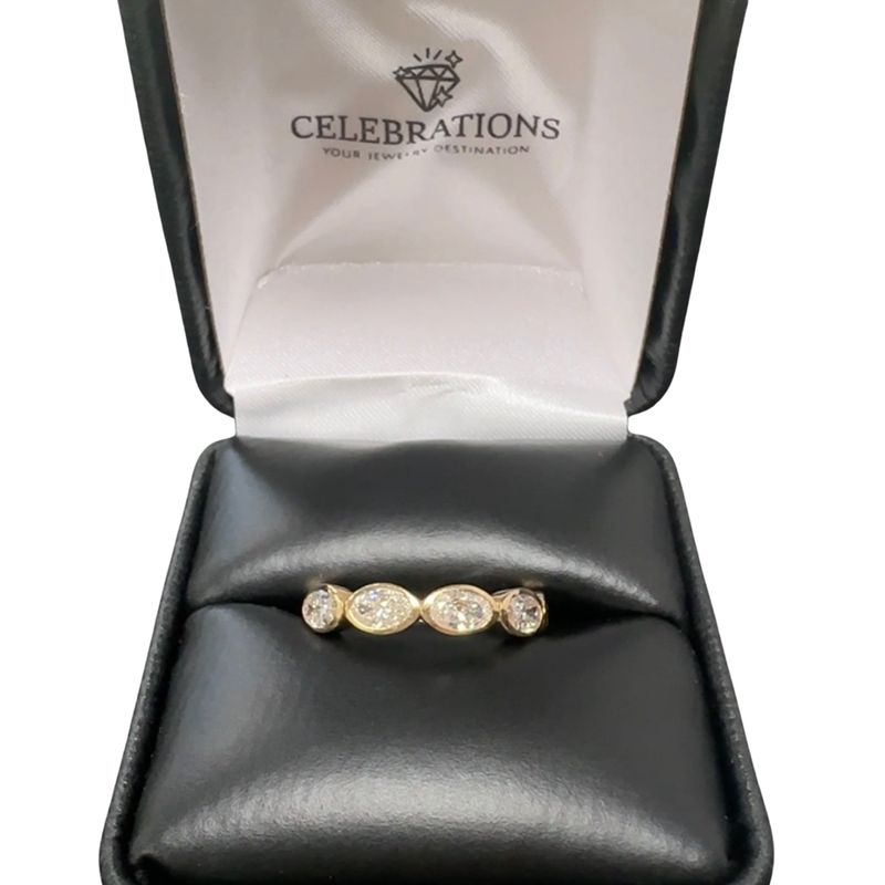 14k Yellow Gold 1.15 Oval Lab Grown 5 Stone Diamond Band