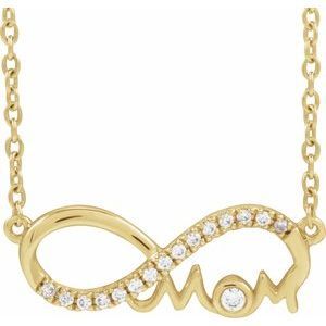14K Yellow Gold .08 CTW Natural Diamond Infinity-Inspired Mom 18" Necklace