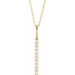 14K Yellow Gold 1/6 CTW Natural Diamond Vertical Bar 16-18" Necklace