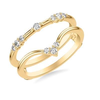 14k Yellow Gold Contemporary Ring Enhancer with Diamonds in a Unique Setting