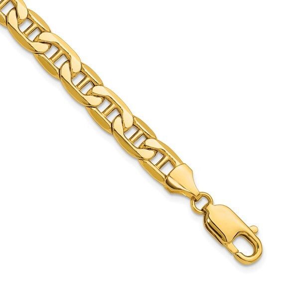 14k Yellow Gold 7mm Semi-Solid Anchor Bracelet 8 in