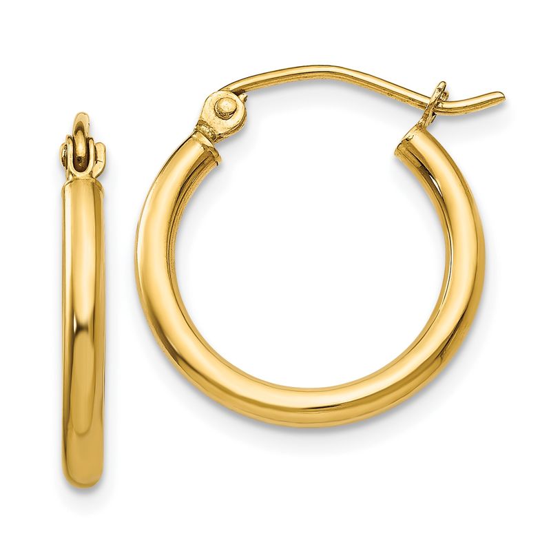 14k Yellow Gold Polished 2x17.5mm Tube Hoop Earrings
