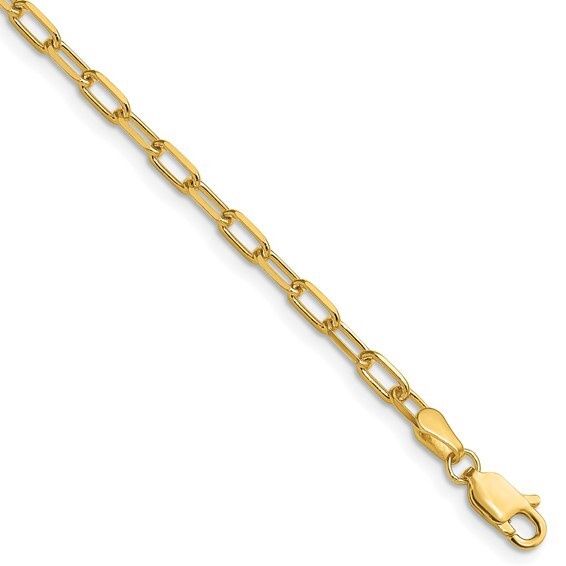 14yg 3mm Solid Beveled 18in Paper Clip Chain