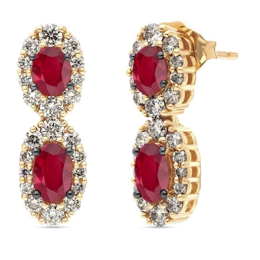 14yg Levian .57 Diamond and 1.00 Ruby Earrings