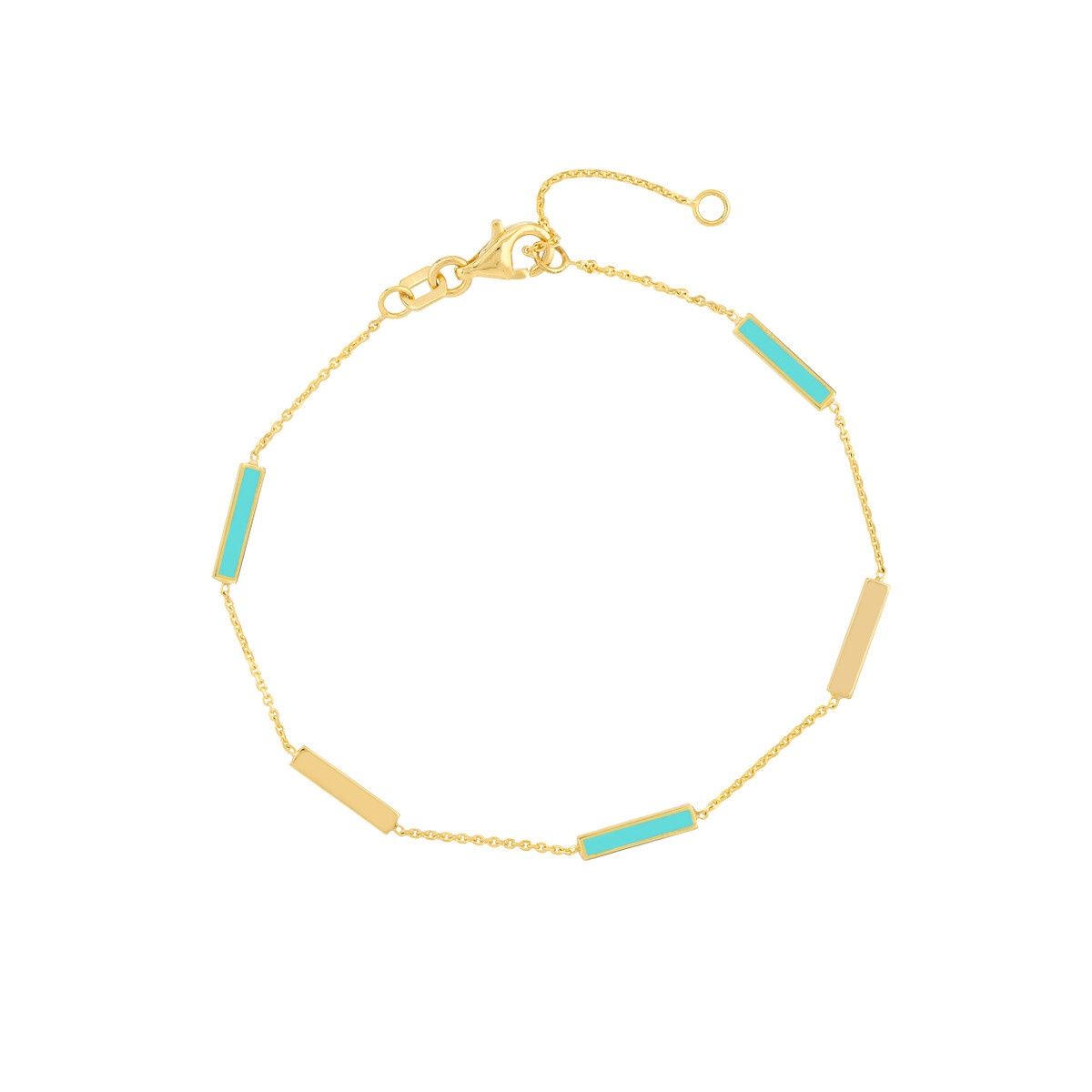 14yg Turq Enamel Alt Bar Bracelet