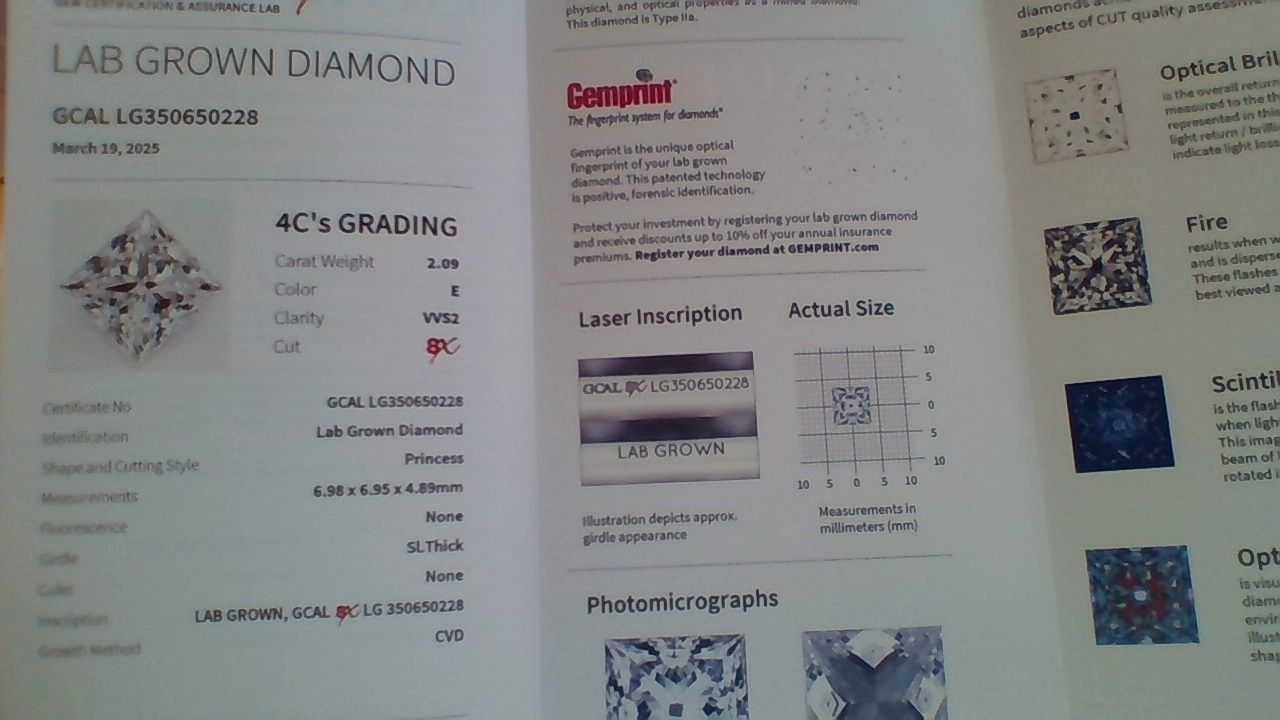 2.09 LAB Princess Diamond E VVS2 8x