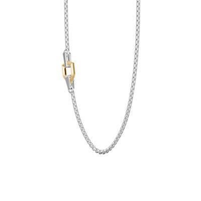 24 Inch Silver Shield Link Chain with Gold Accent