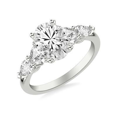 3ct tdw Lab Grown Diamond Ring w/ 2ct F VS2 Oval center and Half moon and Pear Sides